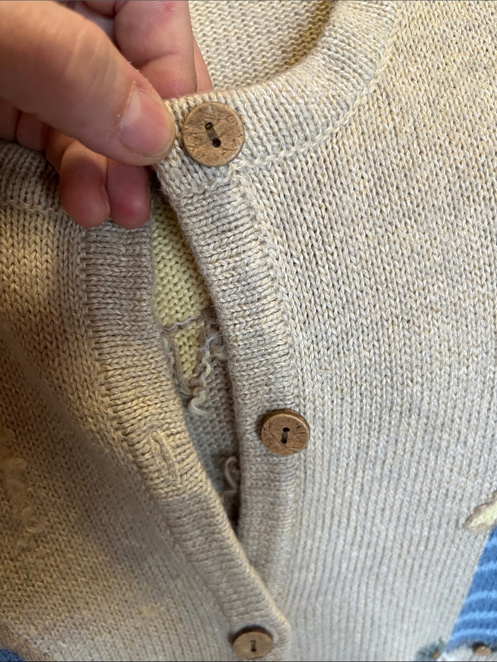 Christopher & Banks Beige Cardigan with Embroidered Detail 21”PTP - Picture 5 of 6